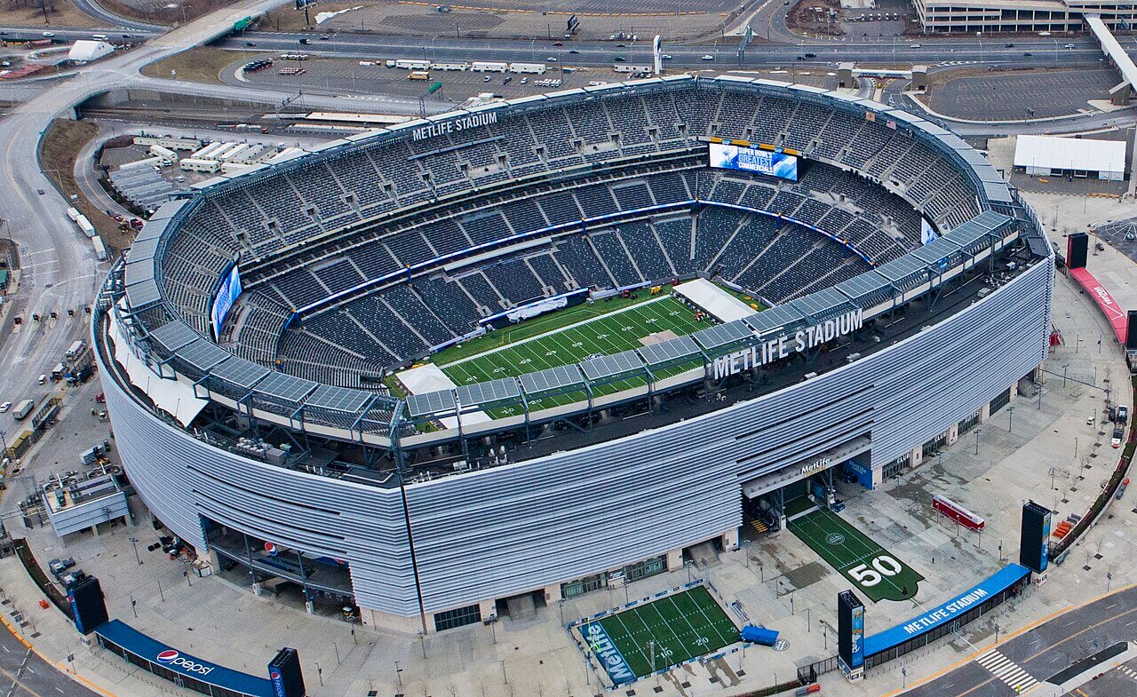 Vista aérea do MetLife Stadium, palco da final do Mundial 2026